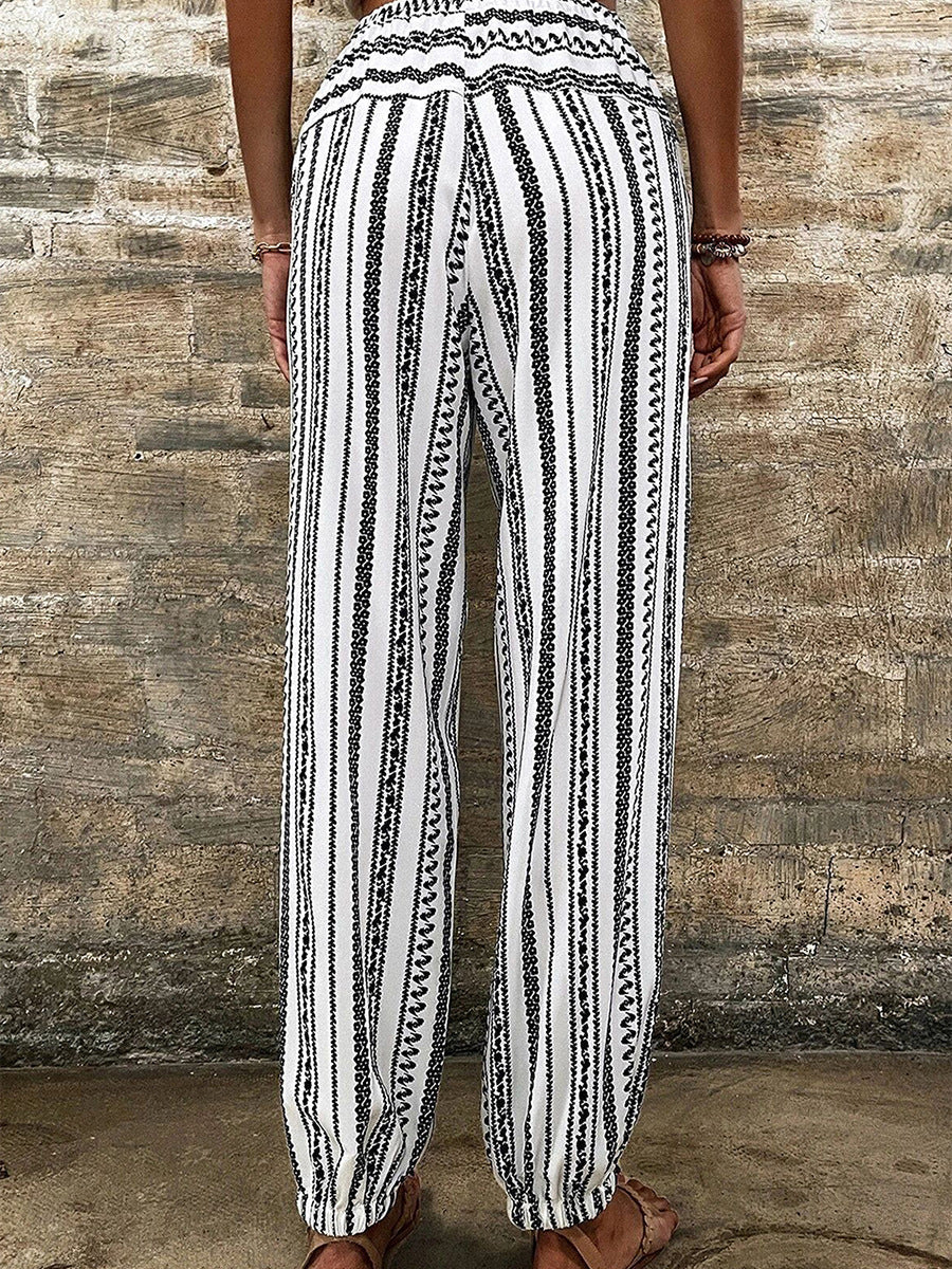 High Waist Gestreepte Broek