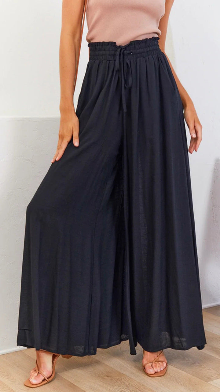 High Waist Elastische Wide-Leg Broek