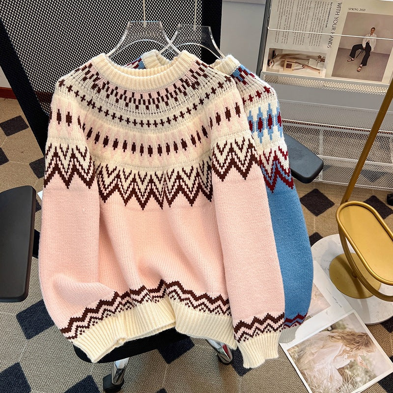 Gebreide pullover trui met Nordic Pattern