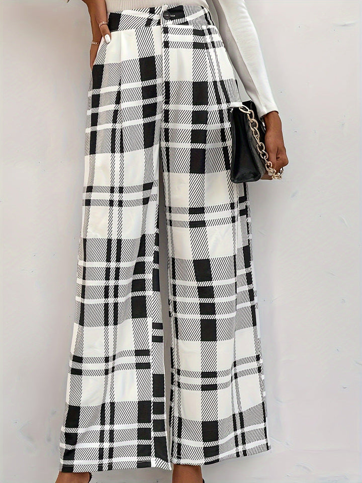 Geruite High Waisted Pants met knopen