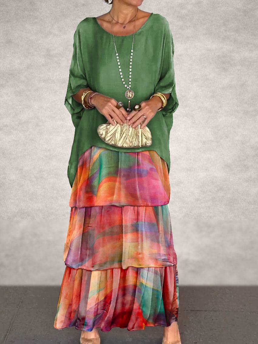 Fashion Batwing Lange Jurk
