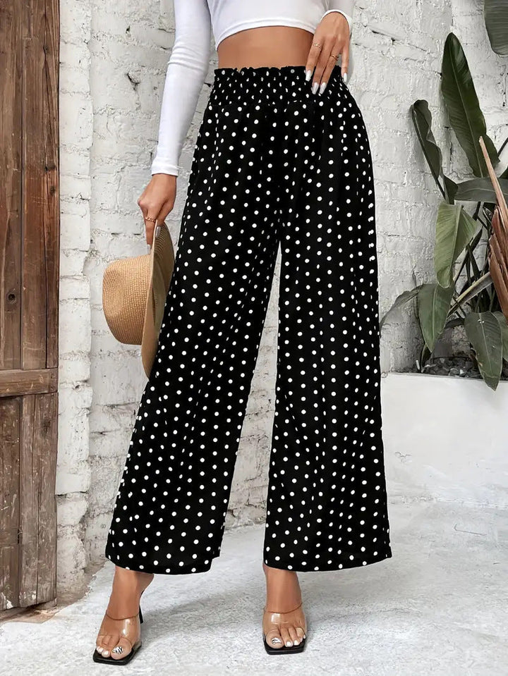 Polka Dot High Waist Wide-Leg Broek