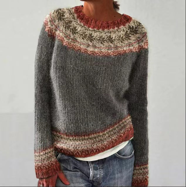 Gebreide Retro Sweater met Patroon