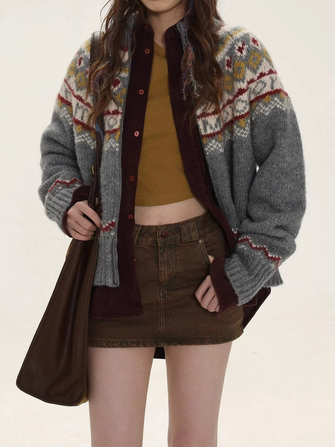 Verdikte gebreide coltrui cardigan voor dames voor de winter