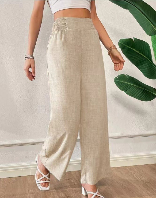 High Waist Slim Wide-Leg Broek