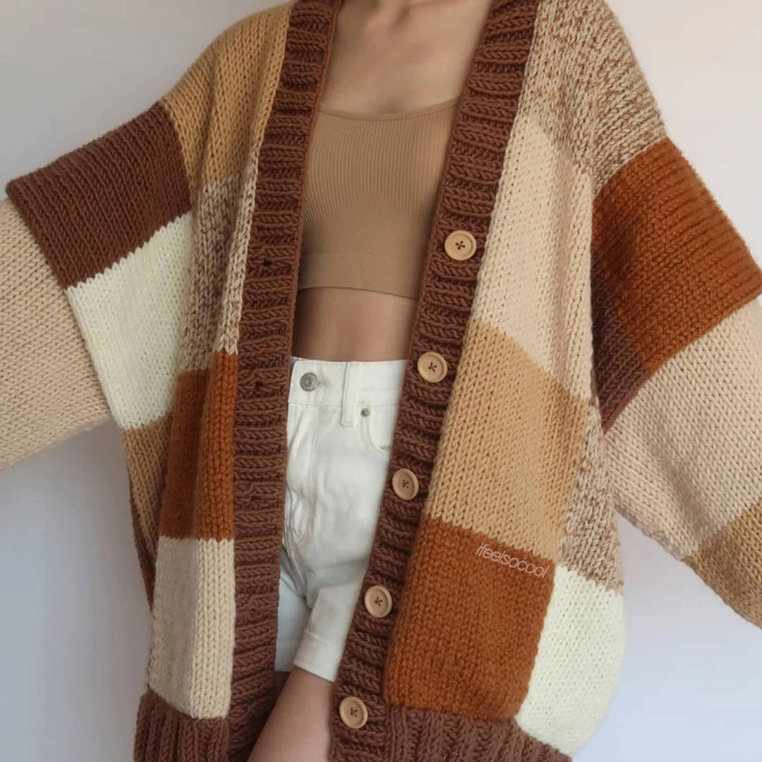 Dames Thinner Patchwork Cardigan