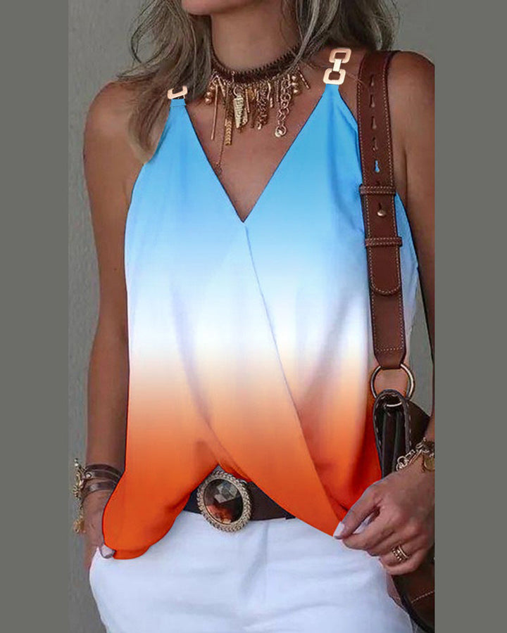 Bedrukte V-hals topje