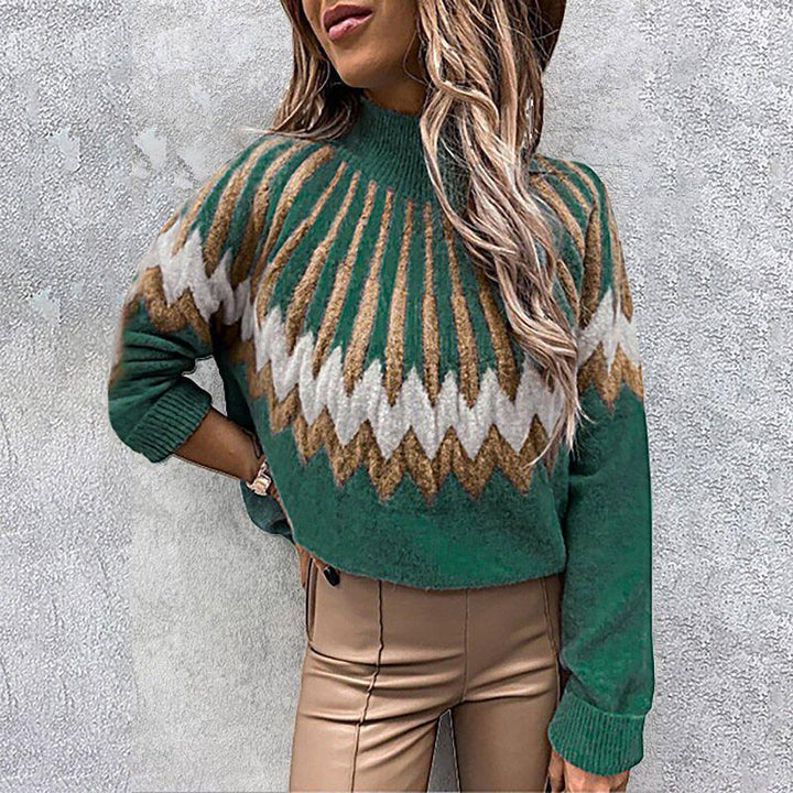 Loose Casual Knit Sweater met hoge kraag en lange mouwen