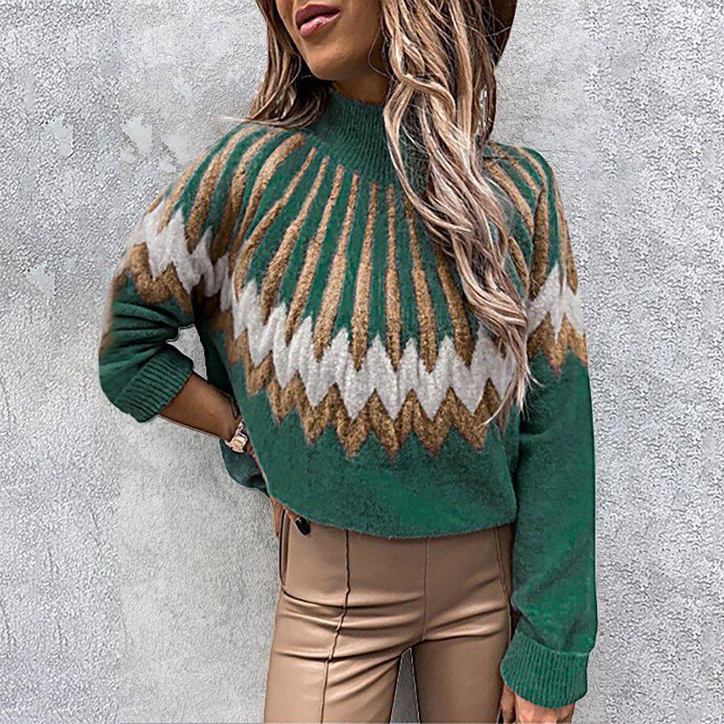 Loose Casual Knit Sweater met hoge kraag en lange mouwen