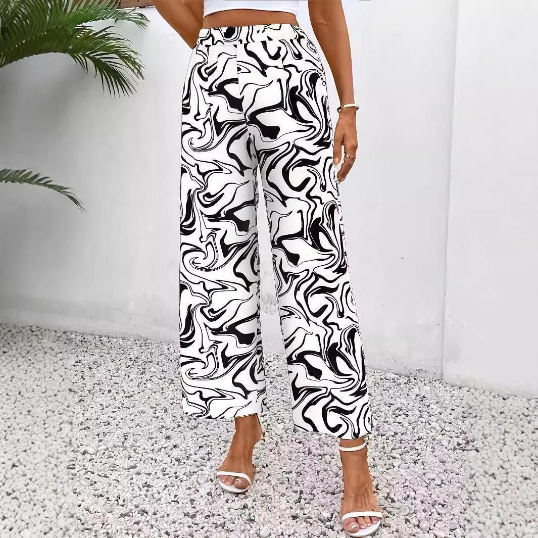 Chic Marble broek met elastische taille