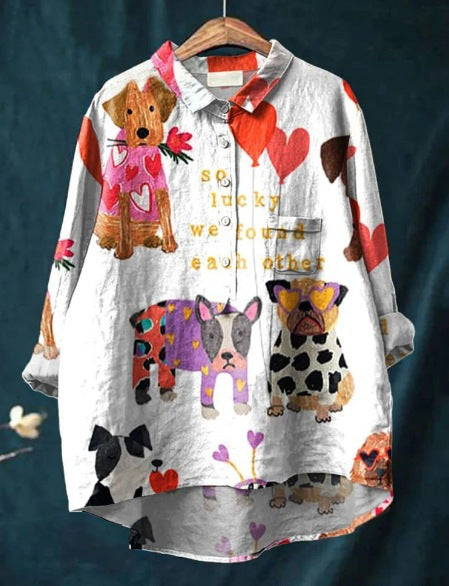 Whimsical Dog Art Tee met Lola Print