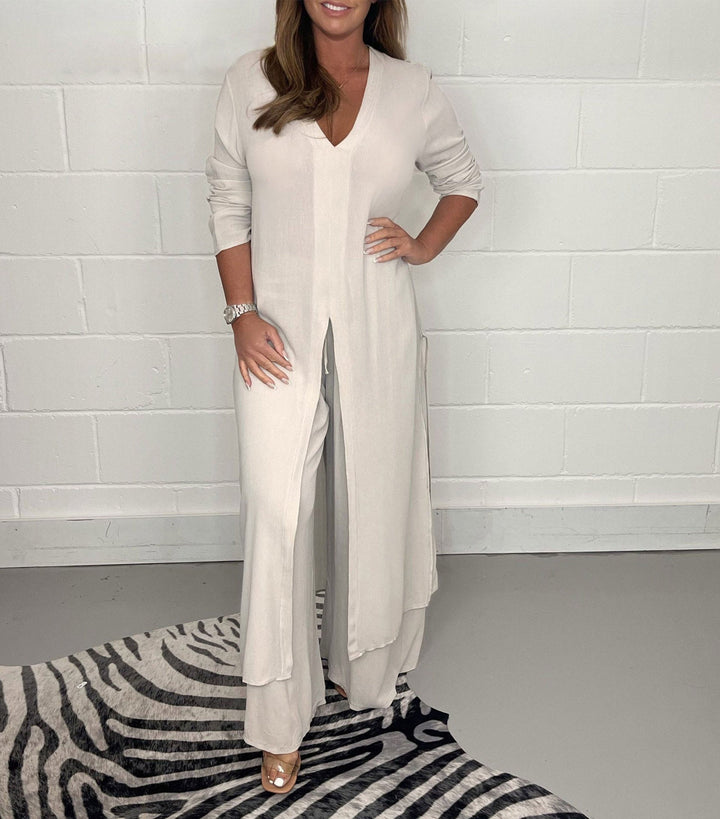 Elegante V-hals Split Luxe Jurk
