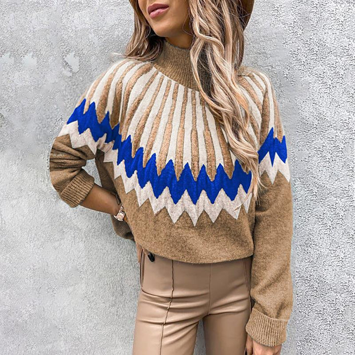 Loose Casual Knit Sweater met hoge kraag en lange mouwen