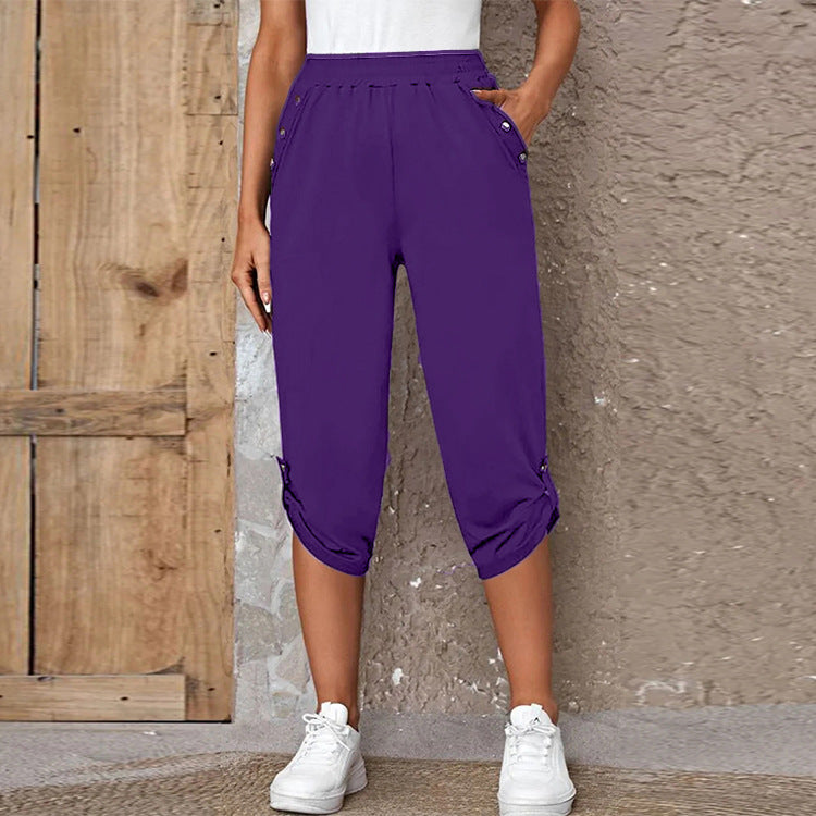 Fashion Casual Elastische Zevenpuntsbroek