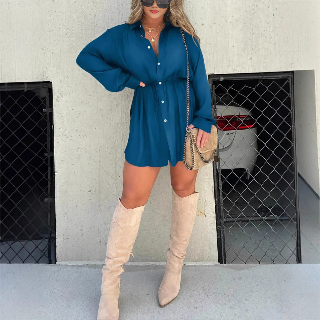 Splendid Teal Tie Waist Dress voor casual wandelingen