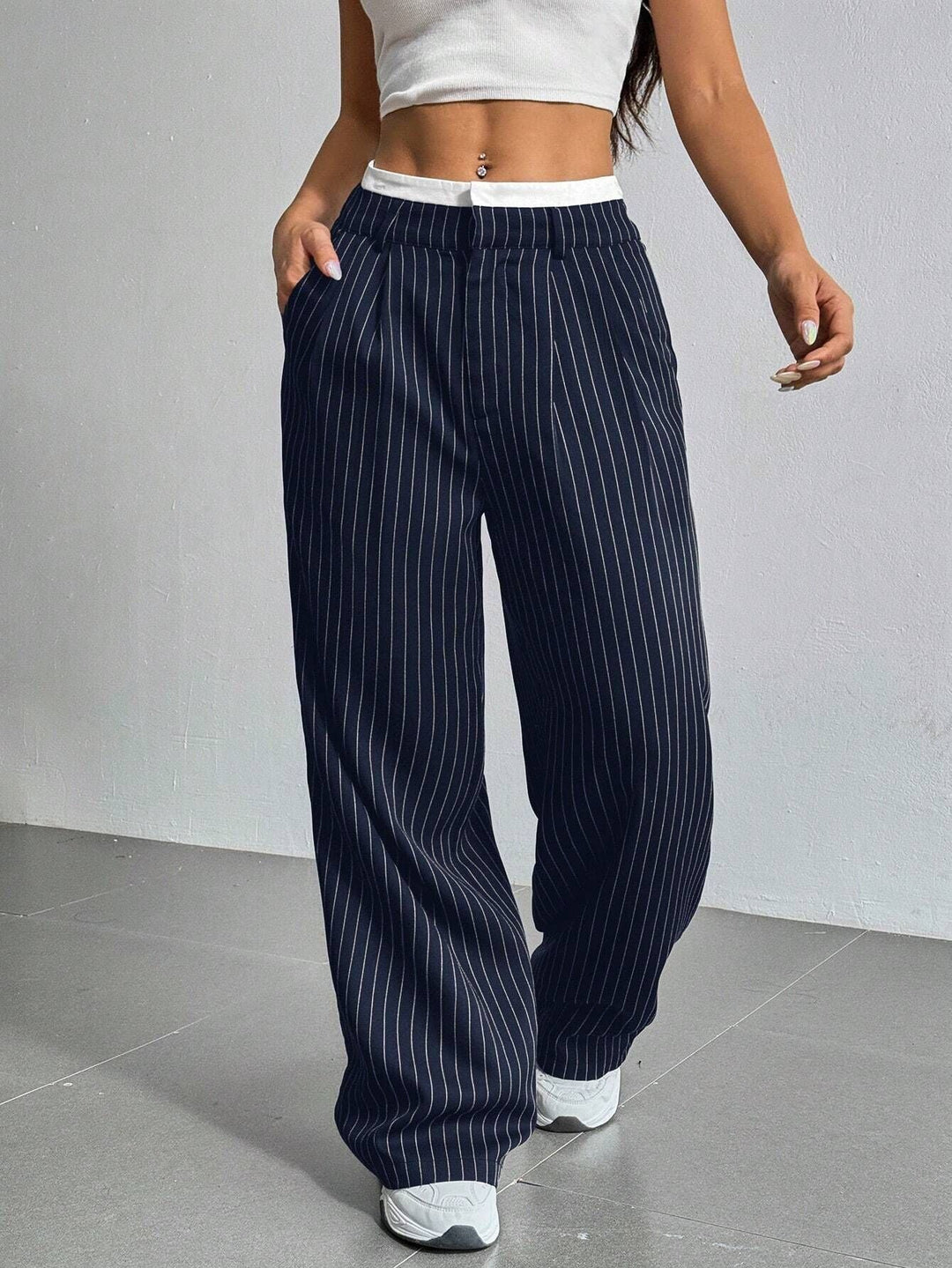 Casual broek met hoge taille