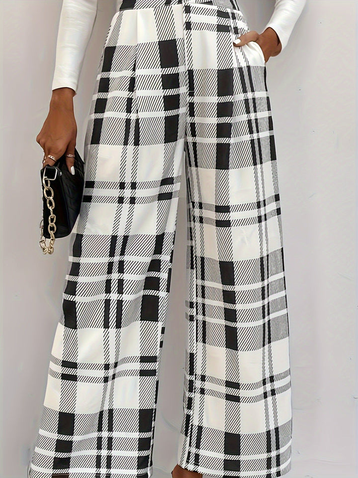 Geruite High Waisted Pants met knopen