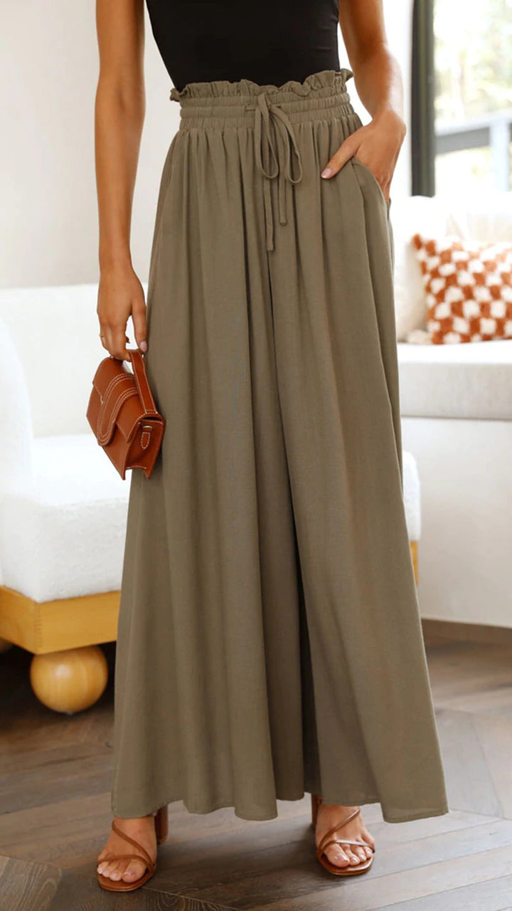 High Waist Elastische Wide-Leg Broek