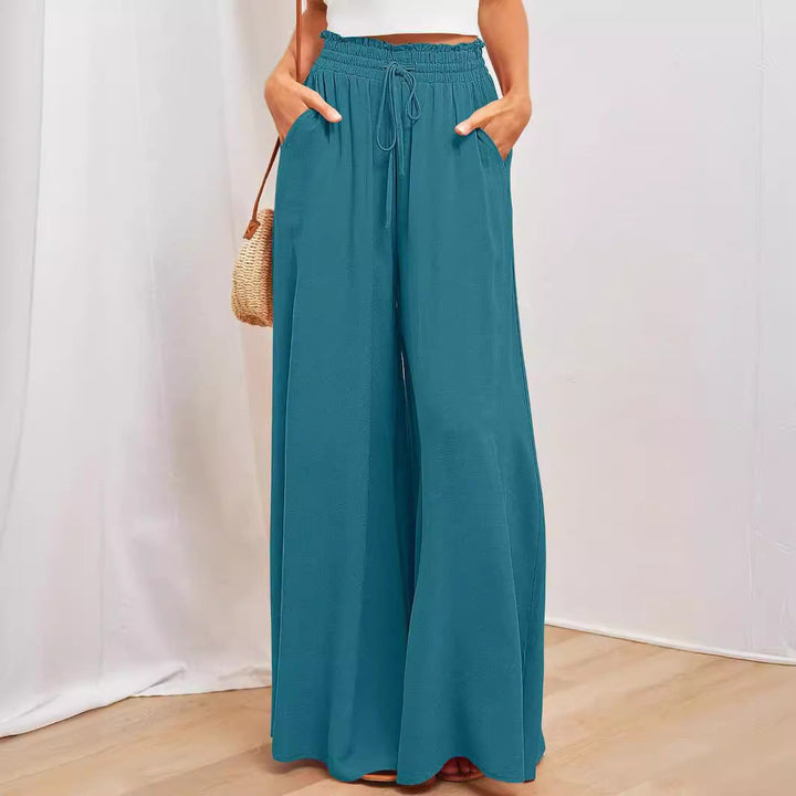 High Waist Elastische Wide-Leg Broek