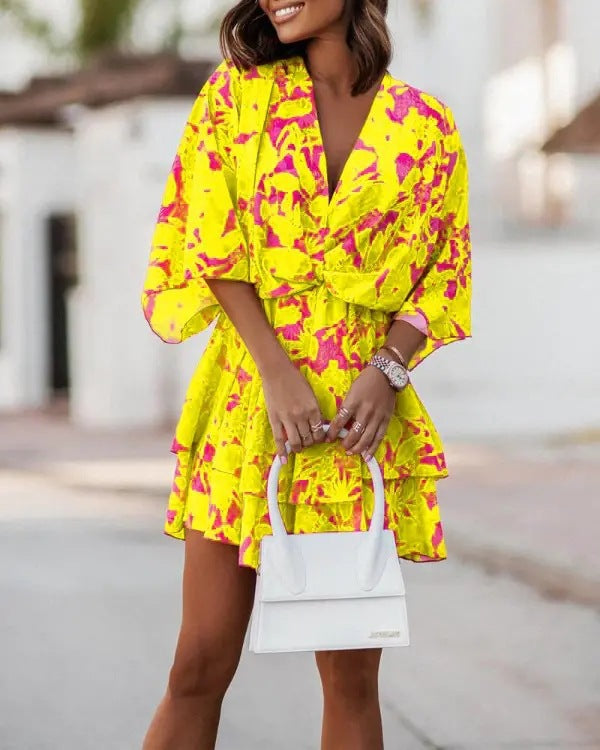 Flowy Batwing Dress met elegante V-hals