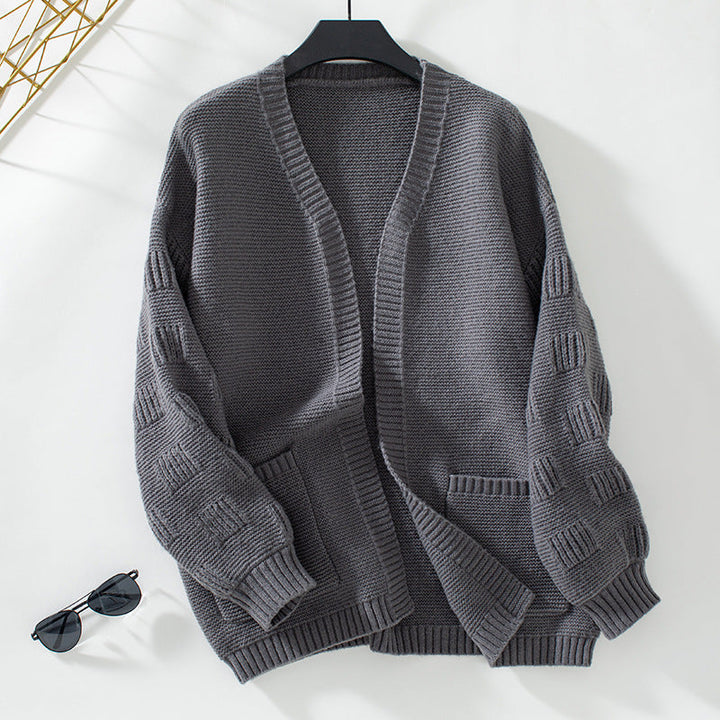 Losvallend effen casual vest met lange mouwen