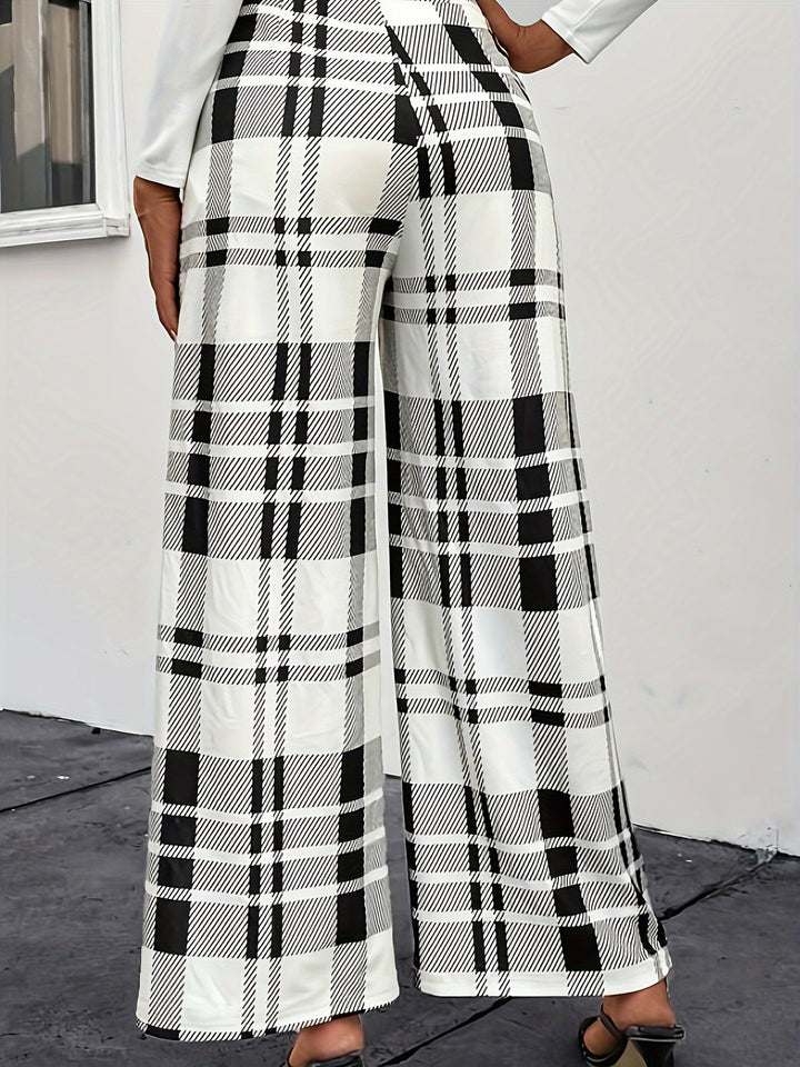 Geruite High Waisted Pants met knopen