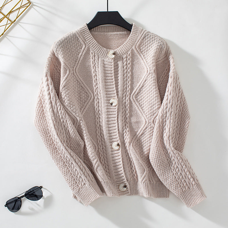 Casual Geribbelde Cardigan met Knoopsluiting voor Dames