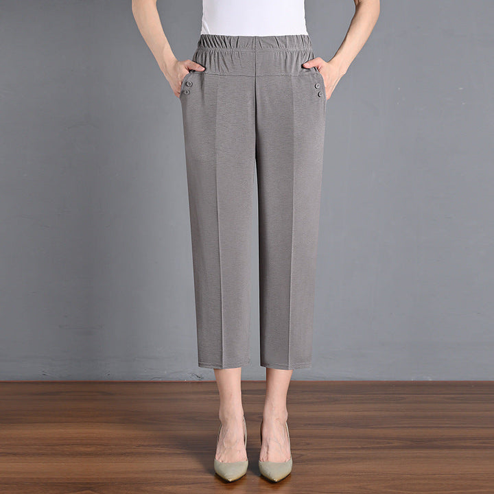 Ice Silk Cropped Pants met elastische tailleband