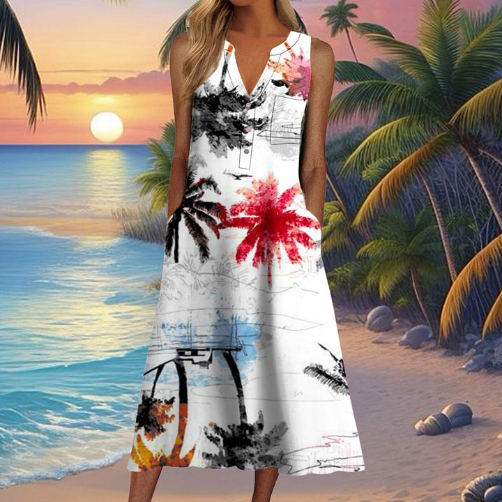 Striped Waves zwierige midi-jurk