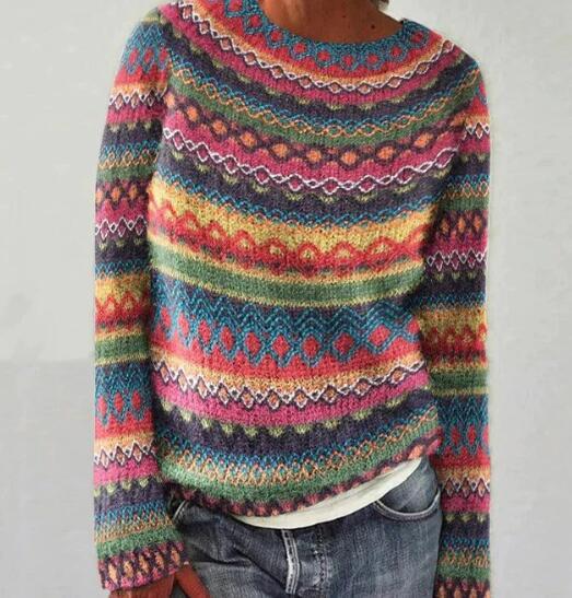 Gebreide Retro Sweater met Patroon