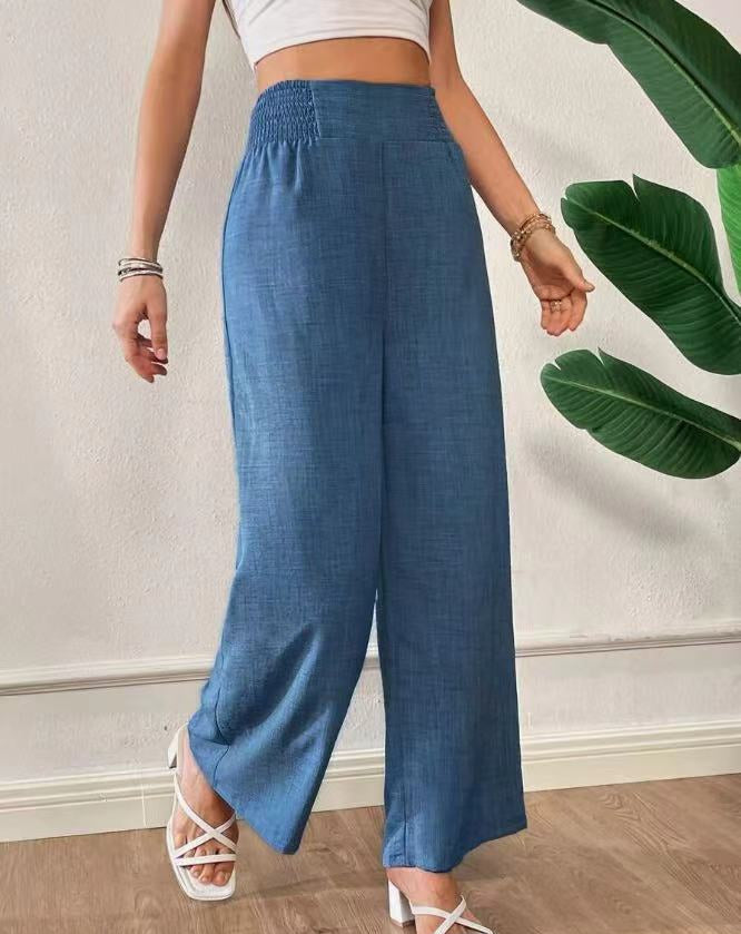 High Waist Slim Wide-Leg Broek