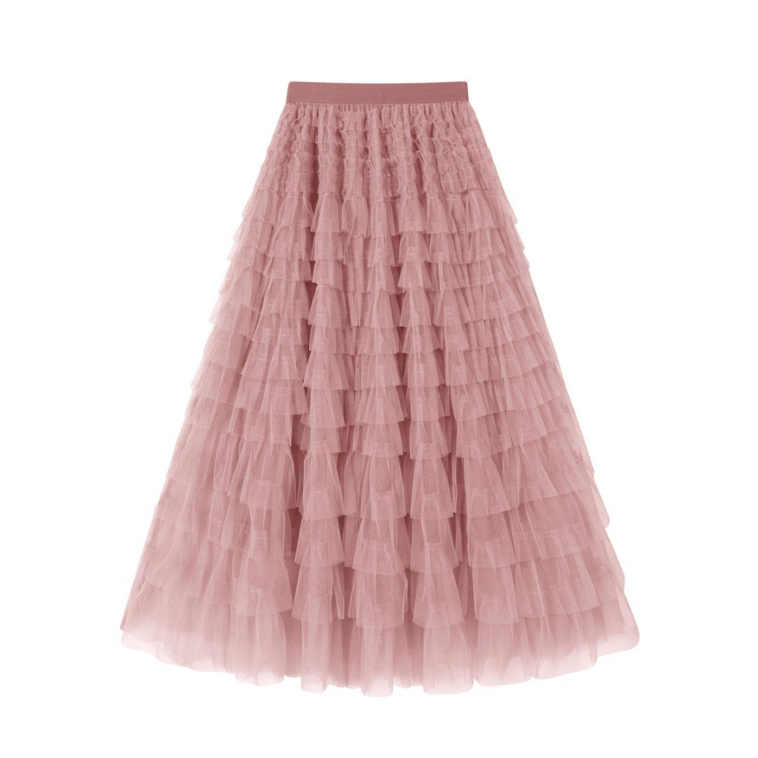 Flowy Gelaagde Mesh Midi Rok