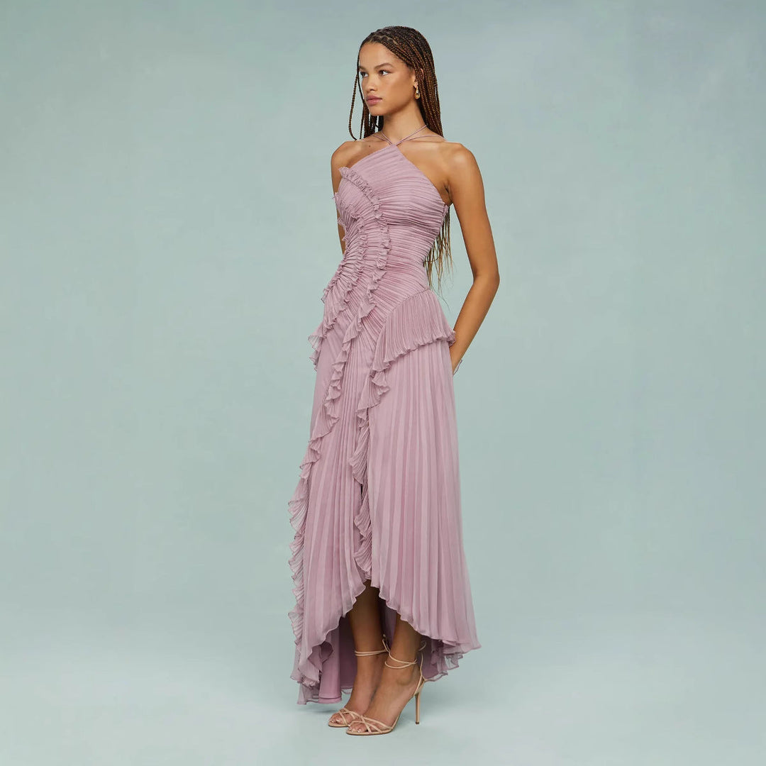 Slimming Pleated Chiffon Dress – Flowy Favoriet voor Coastal Getaways