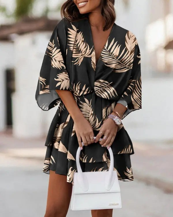 Flowy Batwing Dress met elegante V-hals