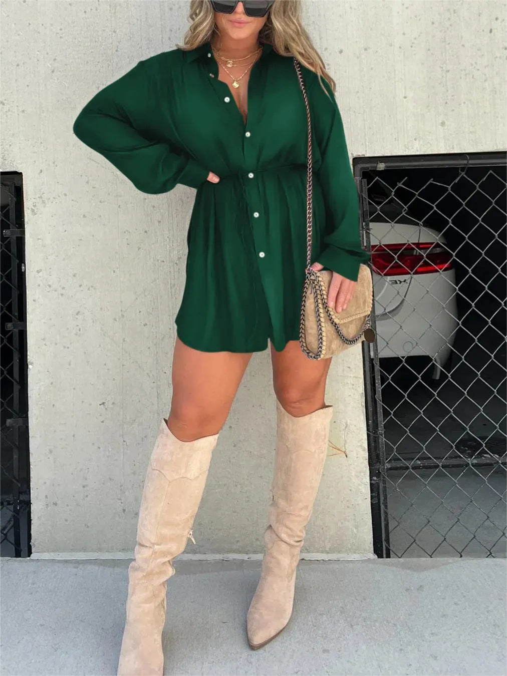 Splendid Teal Tie Waist Dress voor casual wandelingen