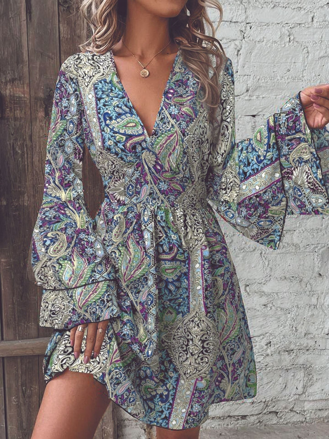 Vintage Print Flare Jurk