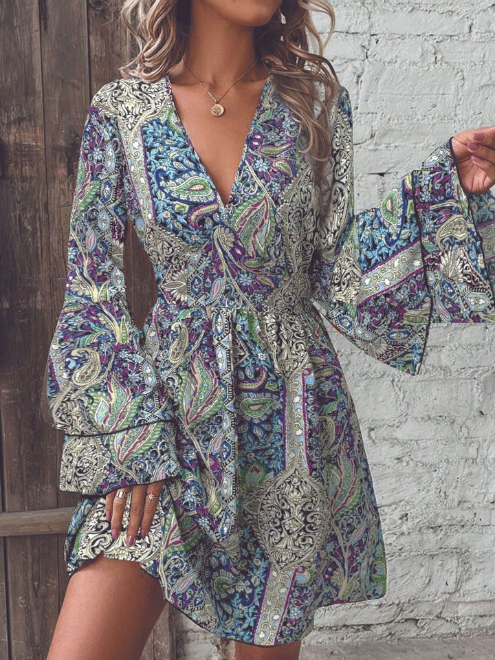 Vintage Print Flare Jurk
