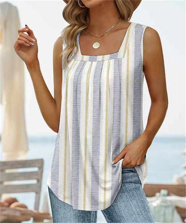 Fashion Mouwloze Top met Vierkante Hals