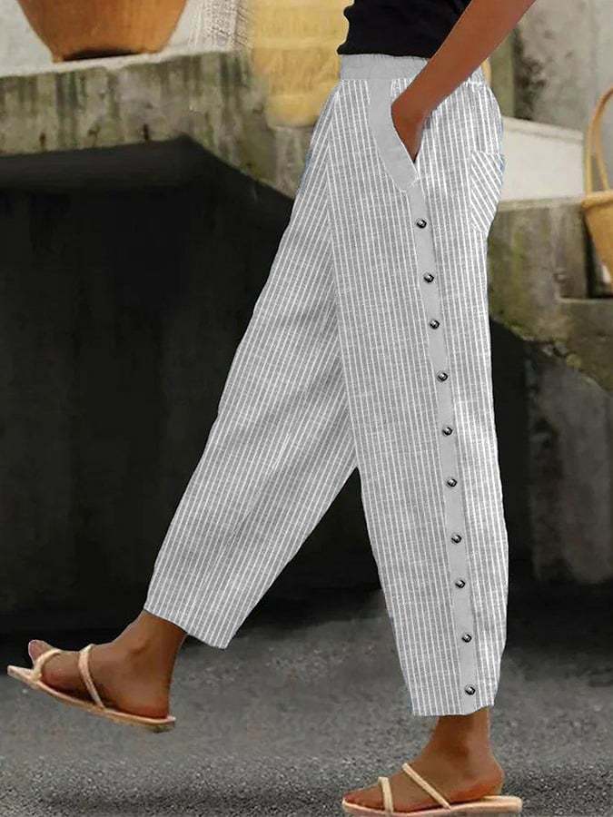 Fashion Gestreepte Crop Broek