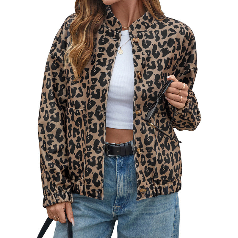Retro bruine luipaardprint lange jas