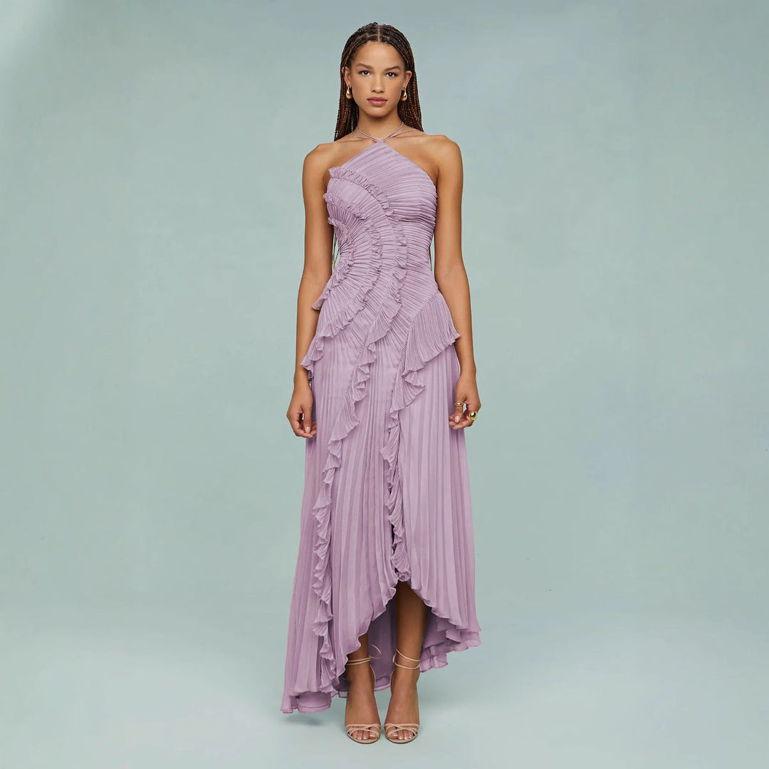 Slimming Pleated Chiffon Dress – Flowy Favoriet voor Coastal Getaways