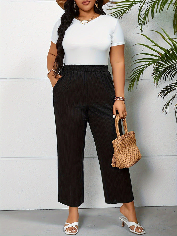 Comfortabele hoge taille gestreepte broek