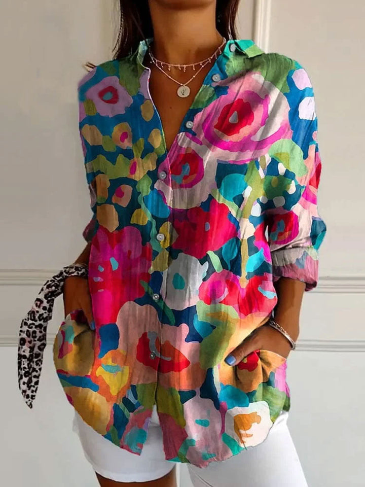 Muted Floral Blouse met Light Fit