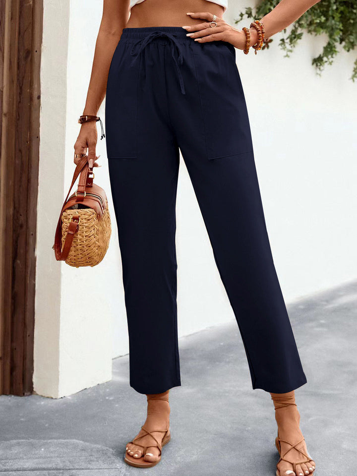 Casual broek met trekkoord en middelhoge taille