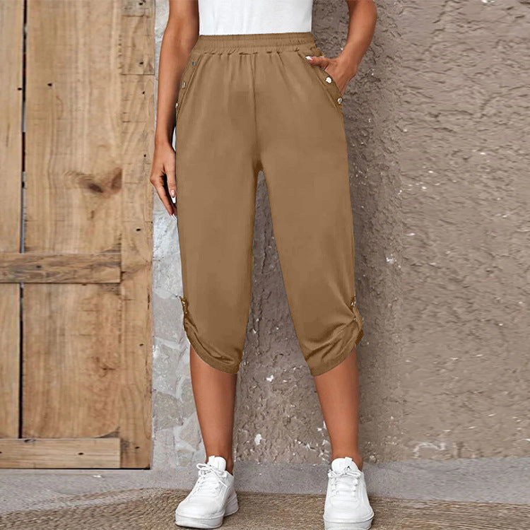 Fashion Casual Elastische Zevenpuntsbroek
