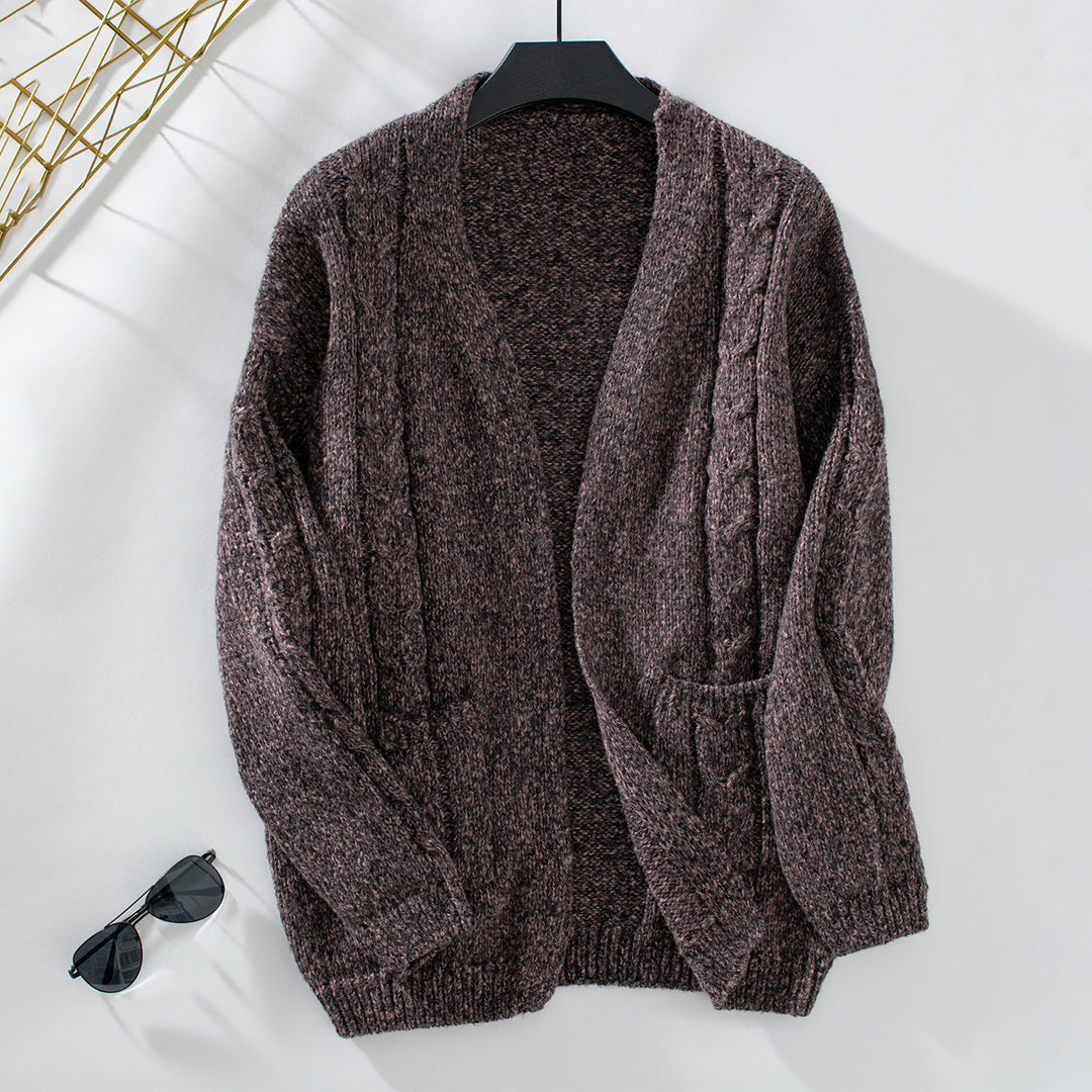 Kabelgebreide open voorkant lange mouwen cardigan