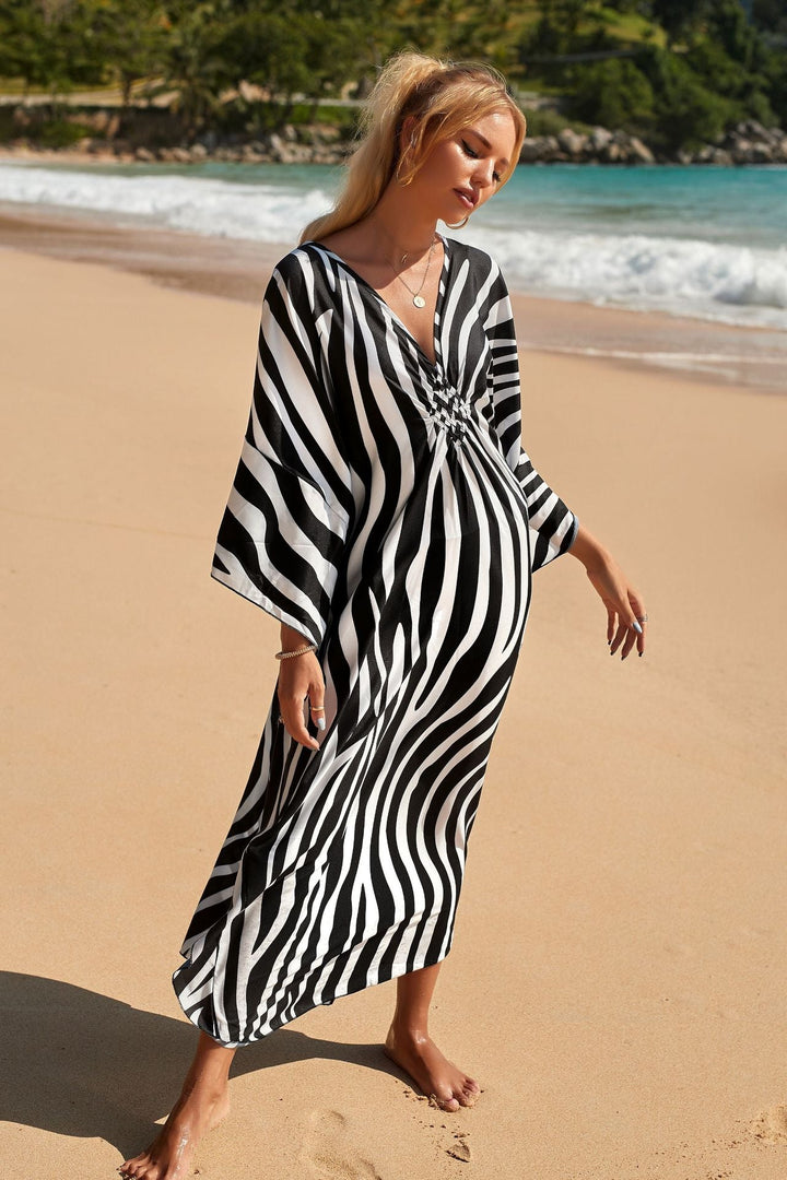 Chique Silk Kimono Jurk in Exotic Tropic Print
