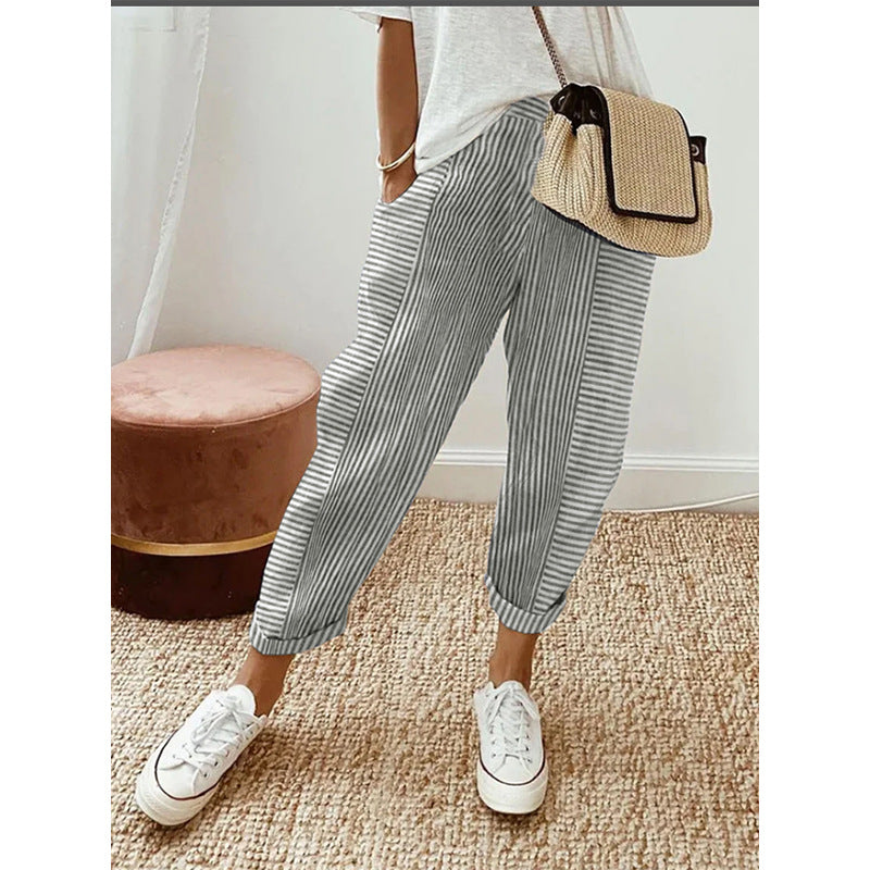 Casual Gestreepte Stitching Pants