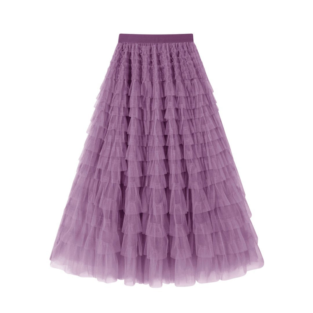 Flowy Gelaagde Mesh Midi Rok