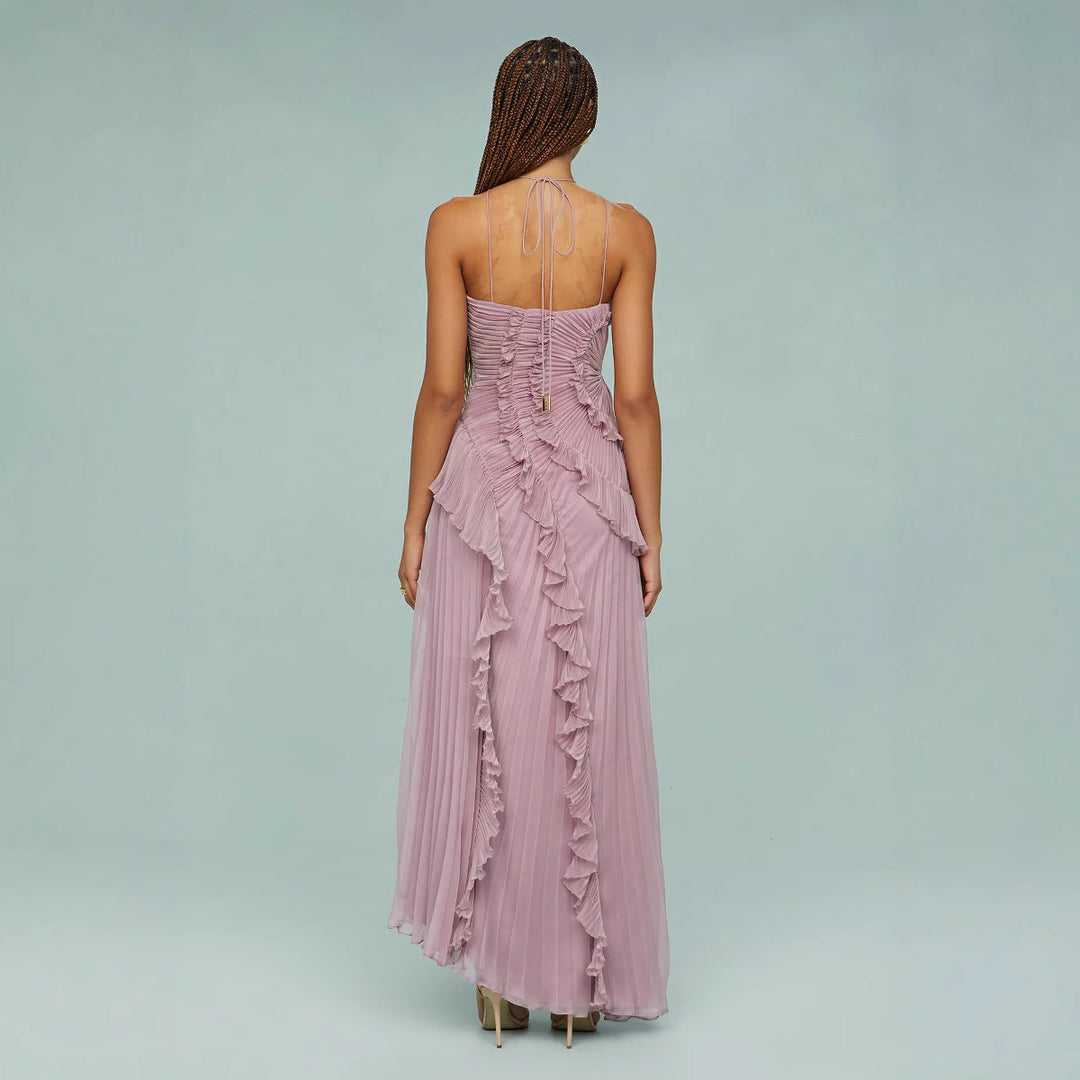 Slimming Pleated Chiffon Dress – Flowy Favoriet voor Coastal Getaways